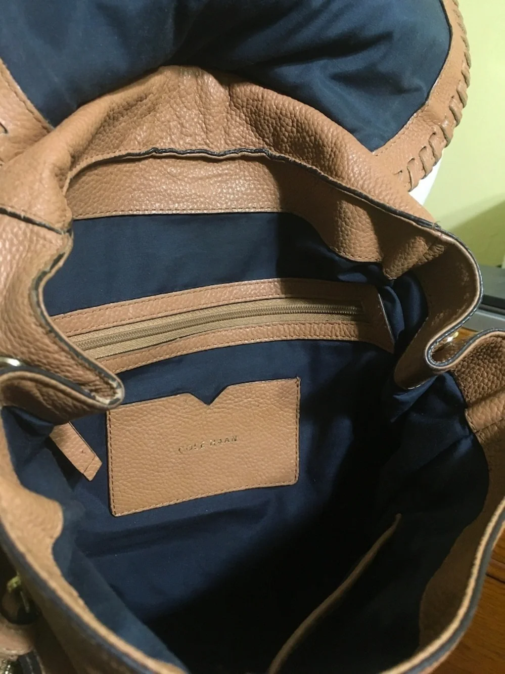 Cole Haan Tan Pebbled Leather Backpack